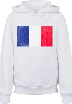 F4NT4STIC Frankreich Flagge Distressed - Hoodie - Weiß -Olivia 917e10bcc7504e5b9342467c06d4a913