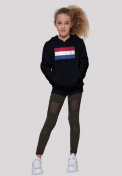 F4NT4STIC Niederlande Holland Flagge Distressed - Hoodie - Schwarz