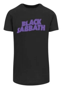 F4NT4STIC Black Sabbath Heavy Metal Band Wavy Logo- T-Shirt Print - Black -Olivia 961c54d56b7f492b9f55cb6d389cf5e4