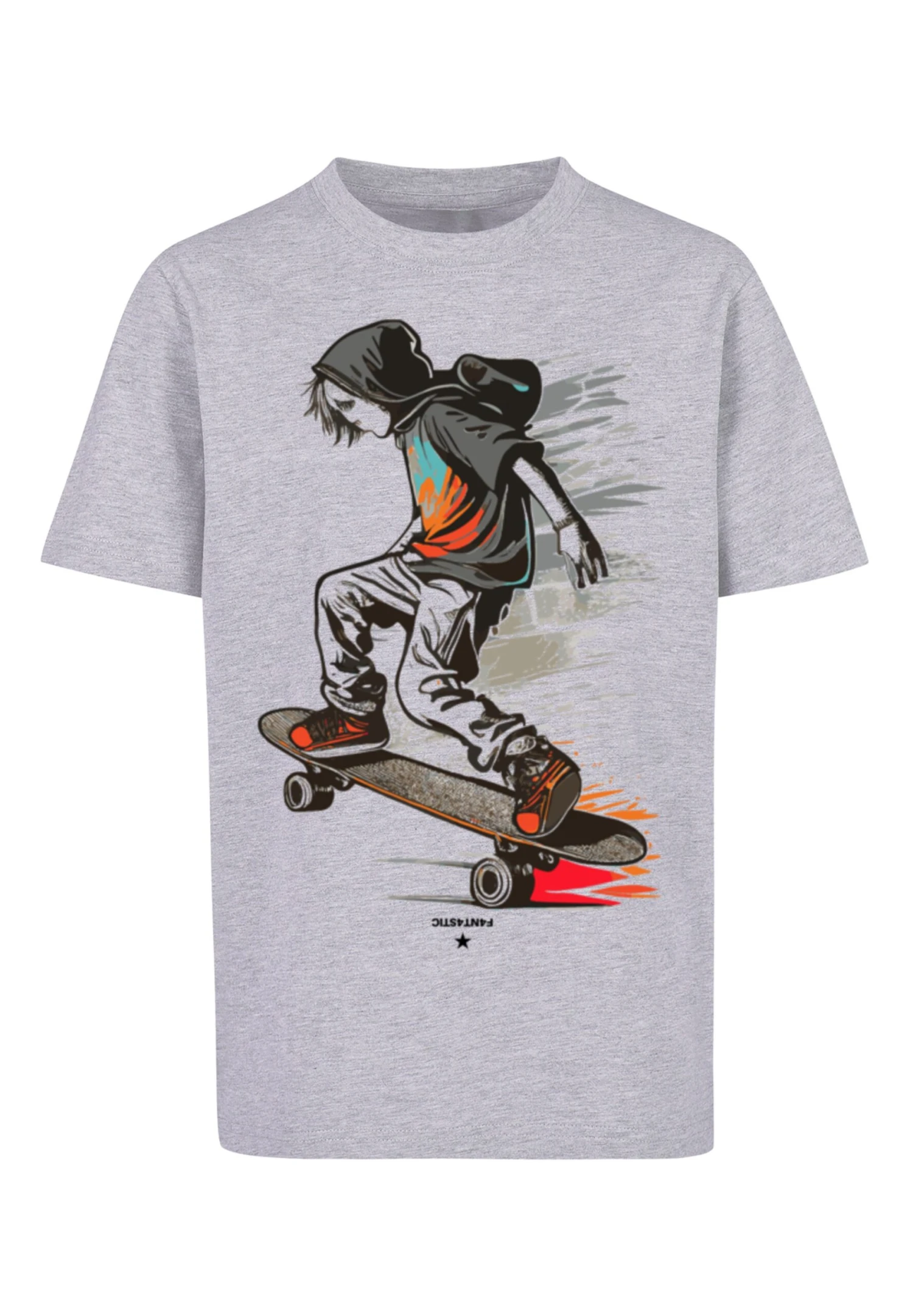 F4NT4STIC Skateboarder - T-Shirt Print - Heather Grey 8 F4NT4STIC Skateboarder - T-Shirt Print - Heather Grey - Afbeelding 6