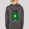 F4NT4STIC Silvester Happy New Year Pixel Kleeblatt - Hoodie - Charcoal -Olivia 9a2b5a67e5c34985b37cbc8b557b99d3