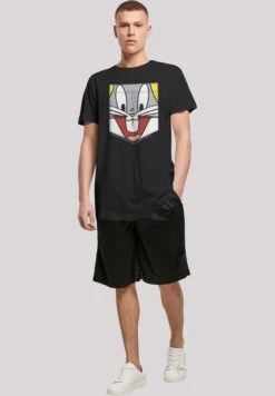 F4NT4STIC Looney Tunes Bugs Bunny Face- T-Shirt Print - Black -Olivia 9ebc6f57d9564f67bdb466b42e338165