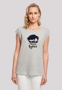 F4NT4STIC Dc Comics Batman Crime Fighter Sketch - T-Shirt Print - Heather Grey