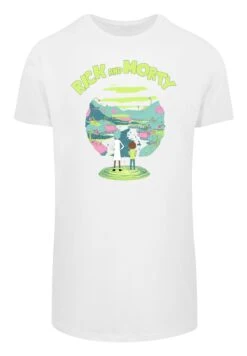 F4NT4STIC Long Cut Rick And Morty - T-Shirt Print - White -Olivia 9f2660c9139944e5a9353c9fbe0d7957