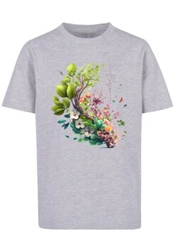 F4NT4STIC Baum Mit Blumen Unisex - T-Shirt Print - Heather Grey -Olivia a59a8c91e9bc4c4ea502eafeade21559