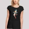 F4NT4STIC Woman Jump With Extended Shoulder - T-Shirt Print - Black