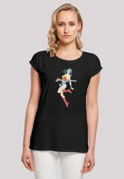 F4NT4STIC Woman Jump With Extended Shoulder - T-Shirt Print - Black