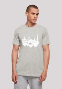 F4NT4STIC Cities Collection - Hamburg Skyline - T-Shirt Print - Heather Grey