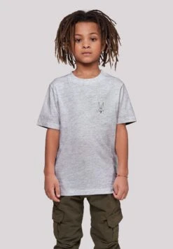 F4NT4STIC Looney Tunes Bugs Bunny Breast- T-Shirt Print - Heather Grey -Olivia ae9c725309934dafb31c99d8985a54da