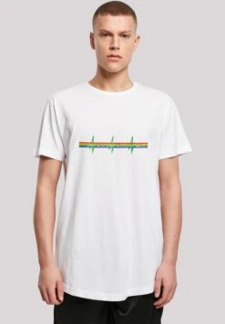 F4NT4STIC Long Cut Floyd Prism Heartbeat Rainbow Regenbogen - T-Shirt Print - White