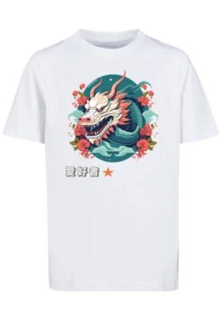 F4NT4STIC Drache Mit Blumen - T-Shirt Print - Weiß -Olivia b0547a21691d4e6596de88c4ad3bd6a5
