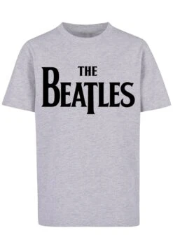 F4NT4STIC The Beatles Band Drop T Logo- T-Shirt Print - Heather Grey -Olivia b83c13b5e9044f34a40cd318891ec8cf