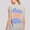 F4NT4STIC Peace Love And Open Mind - T-Shirt Print - Heather Grey
