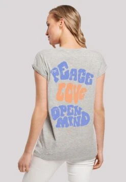 F4NT4STIC Peace Love And Open Mind - T-Shirt Print - Heather Grey