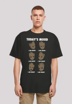 F4NT4STIC Marvel Guardians Of The Galaxy Groots Todays Mood - T-Shirt Print - Black