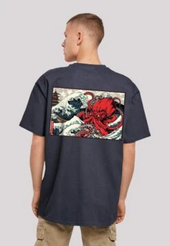 F4NT4STIC Octopus Japan - T-Shirt Print - Navy