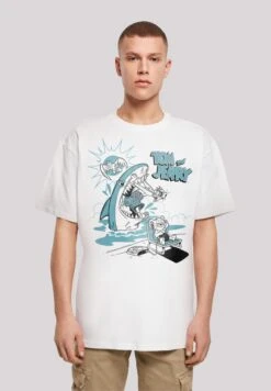 F4NT4STIC Tom Und Jerry Summer Shark - T-Shirt Print - White
