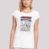 F4NT4STIC Justice League Mono Action Pose - With Extended- T-Shirt Print - White -Olivia cc3f18a0f054422096048a84fa2f043c