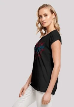 F4NT4STIC Dc Comics Warrior Shield - T-Shirt Print - Black -Olivia d084a99258a14816b95d75eddc3cb246
