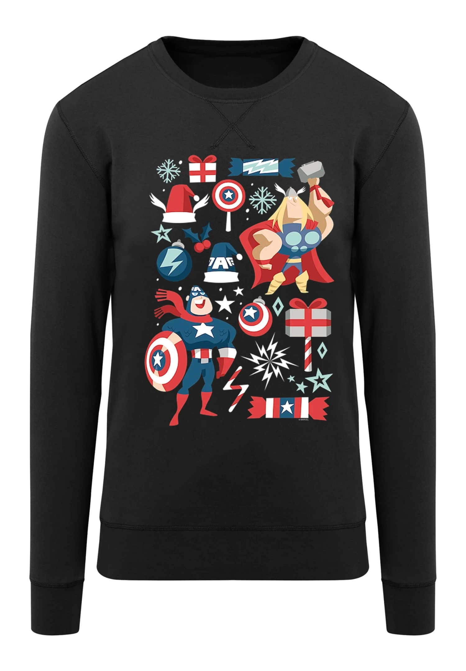 F4NT4STIC Marvel Thor And Captain America Weihnachten - Premium Superhelde - Sweater - Black 4 F4NT4STIC Marvel Thor And Captain America Weihnachten - Premium Superhelde - Sweater - Black - Afbeelding 2