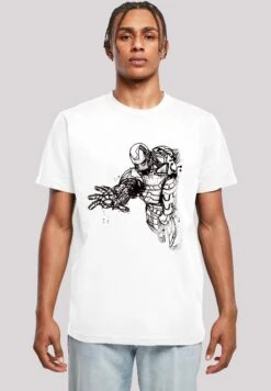 F4NT4STIC Marvel Avengers Iron Man Mono Line - T-Shirt Print - White