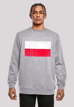 F4NT4STIC Poland Polen Flagge Distressed - Sweater - Heather Grey