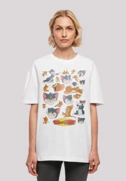 F4NT4STIC Tom Und Jerry Many Faces - T-Shirt Print - White