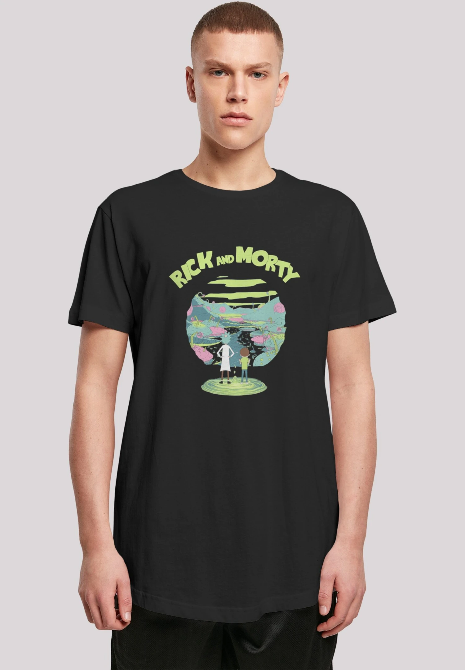 F4NT4STIC Long Cut Rick And Morty - T-Shirt Print - Black 3 F4NT4STIC Long Cut Rick And Morty - T-Shirt Print - Black