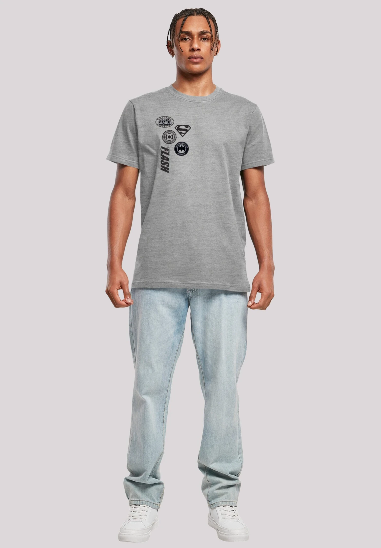 F4NT4STIC Dc Comics Justice League Icons Cluster - T-Shirt Print - Heather Grey 4 F4NT4STIC Dc Comics Justice League Icons Cluster - T-Shirt Print - Heather Grey - Afbeelding 2