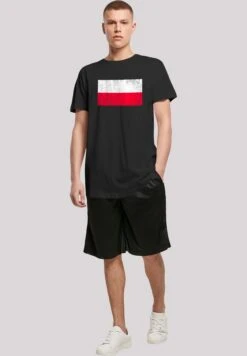 F4NT4STIC Polen Flagge Distressed - T-Shirt Print - Schwarz -Olivia dcc6dab09961436f98614c3d453ad773