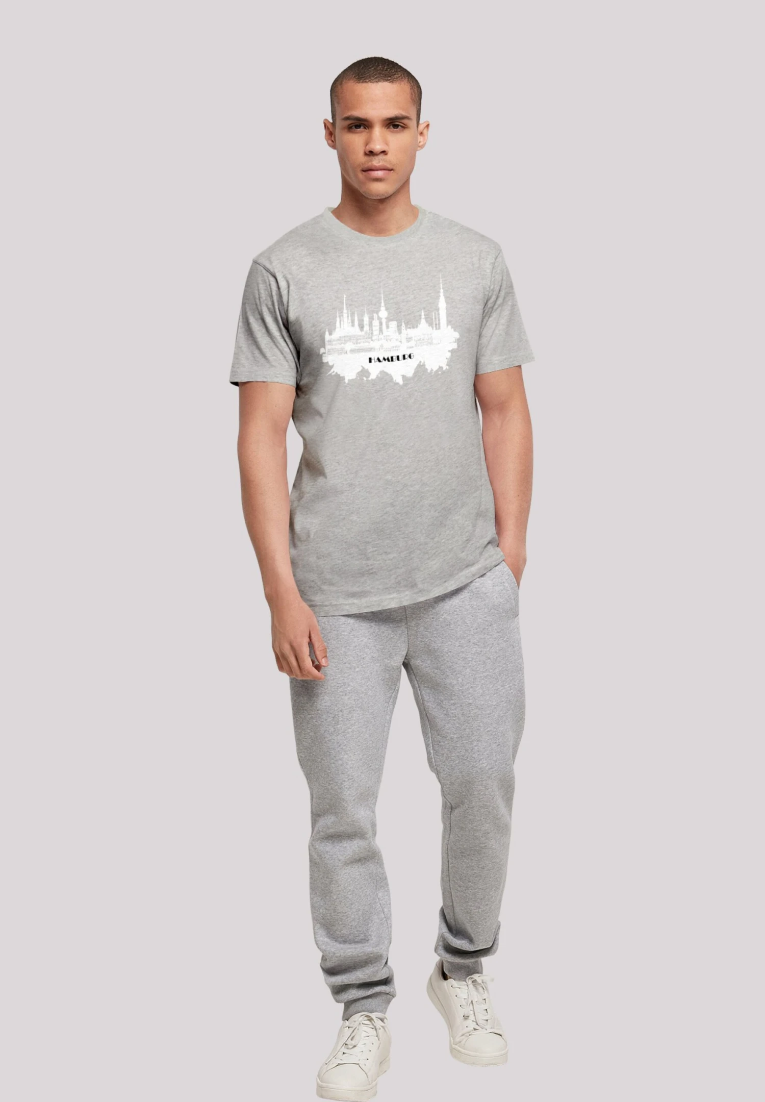 F4NT4STIC Cities Collection - Hamburg Skyline - T-Shirt Print - Heather Grey 4 F4NT4STIC Cities Collection - Hamburg Skyline - T-Shirt Print - Heather Grey - Afbeelding 2