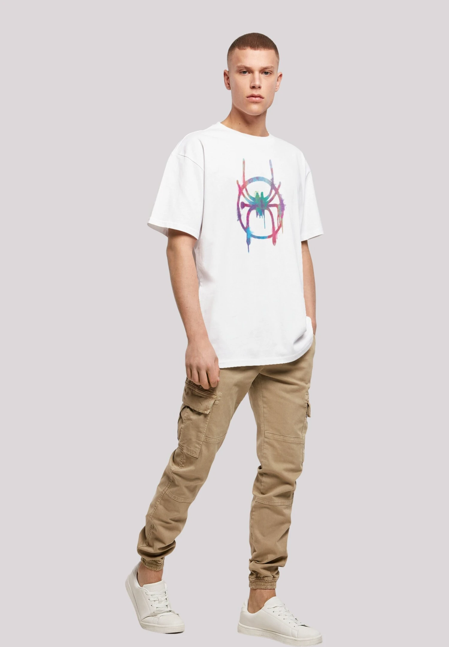 F4NT4STIC Marvel Spider Man Into The Spider Verse Rainbow Spray - T-Shirt Print - White 4 F4NT4STIC Marvel Spider Man Into The Spider Verse Rainbow Spray - T-Shirt Print - White - Afbeelding 2