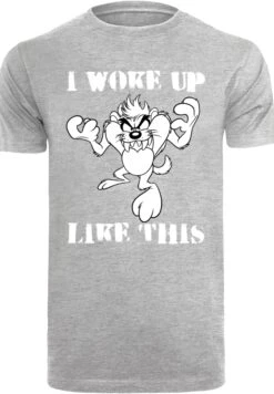 F4NT4STIC Looney Tunes Taz I Woke Up Like This - T-Shirt Print - Heather Grey -Olivia eaa6bd98fd34450dab410f18d7f5ee82