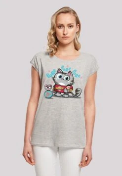 F4NT4STIC Big Bang Theory Bazinga Kitty - T-Shirt Print - Heather Grey
