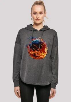 F4NT4STIC Basketball On Fire Sport- Hoodie - Charcoal