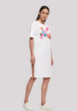 F4NT4STIC Muster Bunt Abstrakt- Jerseyjurk - Weiß -Olivia f02b8fce705e4db49d54c3a405f7f373