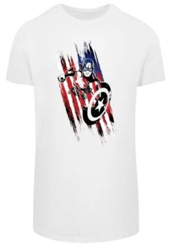 F4NT4STIC Marvel Avengers Captain America Streaks - T-Shirt Print - White -Olivia f1358b8d771047e183d1f7025894c917