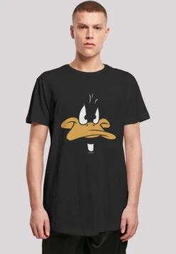 F4NT4STIC Long Cut Looney Tunes Daffy Duck Big Face - T-Shirt Print - Black