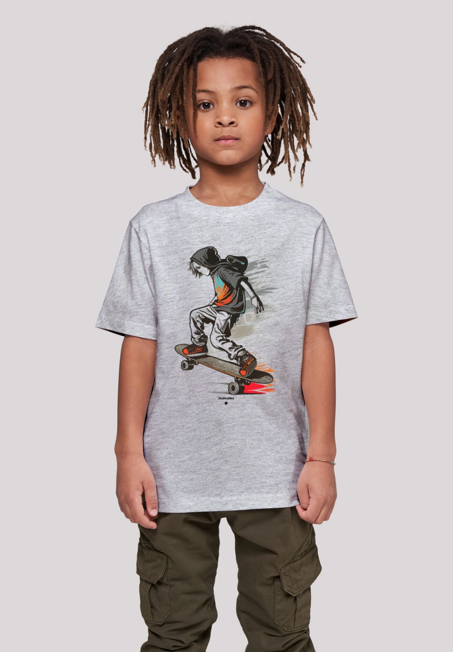 F4NT4STIC Skateboarder - T-Shirt Print - Heather Grey 4 F4NT4STIC Skateboarder - T-Shirt Print - Heather Grey - Afbeelding 2