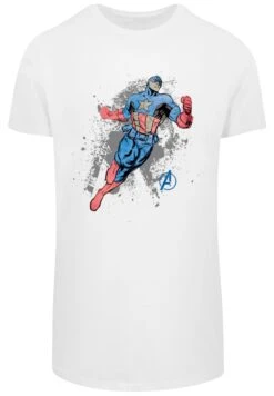 F4NT4STIC Marvel Avengers Captain America Splash - T-Shirt Print - White -Olivia f5423c27f59c4a1380c0dc7a0746813f