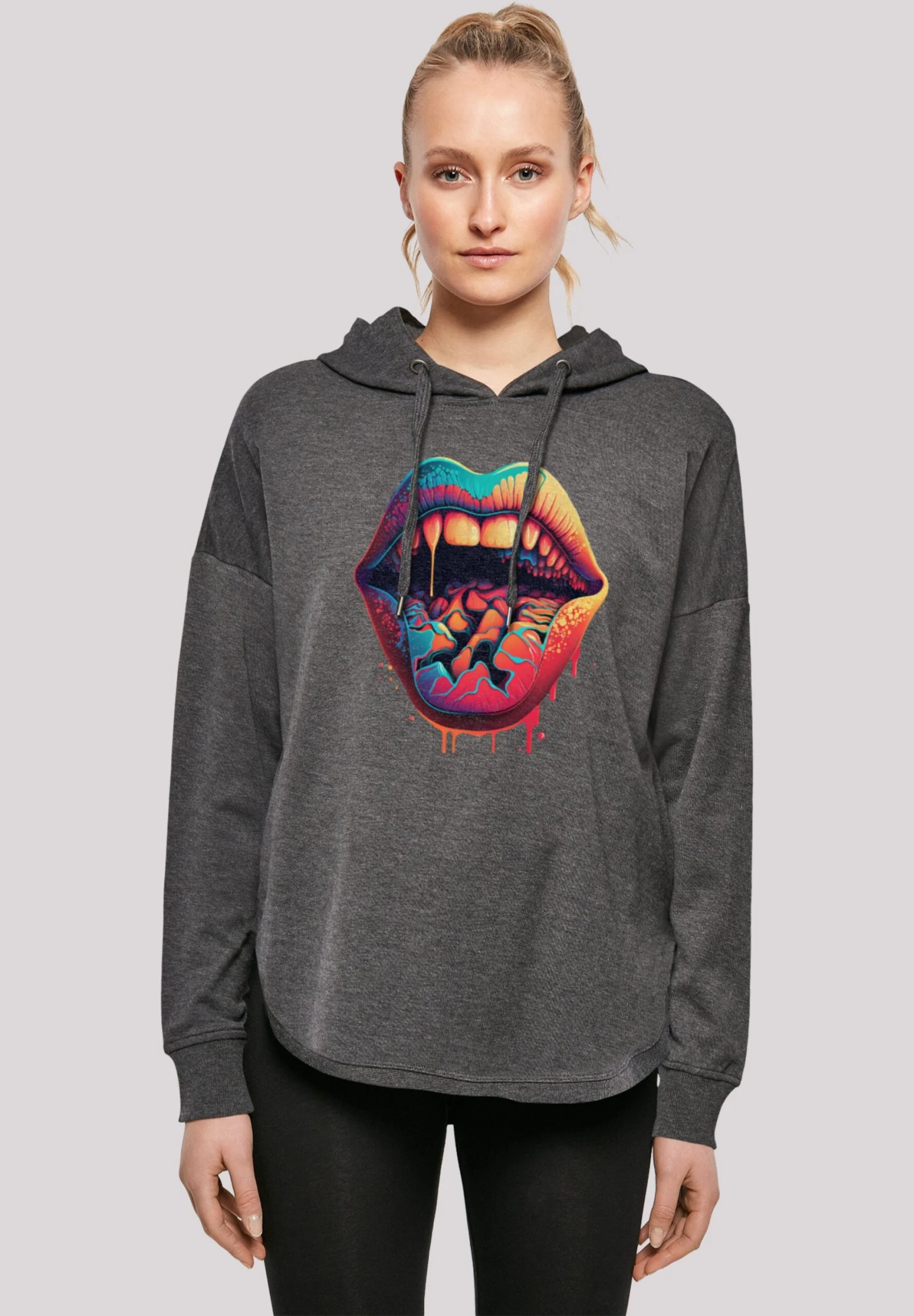 F4NT4STIC Drooling Lips- Hoodie - Charcoal 3 F4NT4STIC Drooling Lips- Hoodie - Charcoal