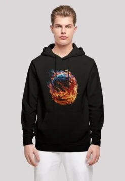 F4NT4STIC Basketball On Fire Sport- Hoodie - Schwarz